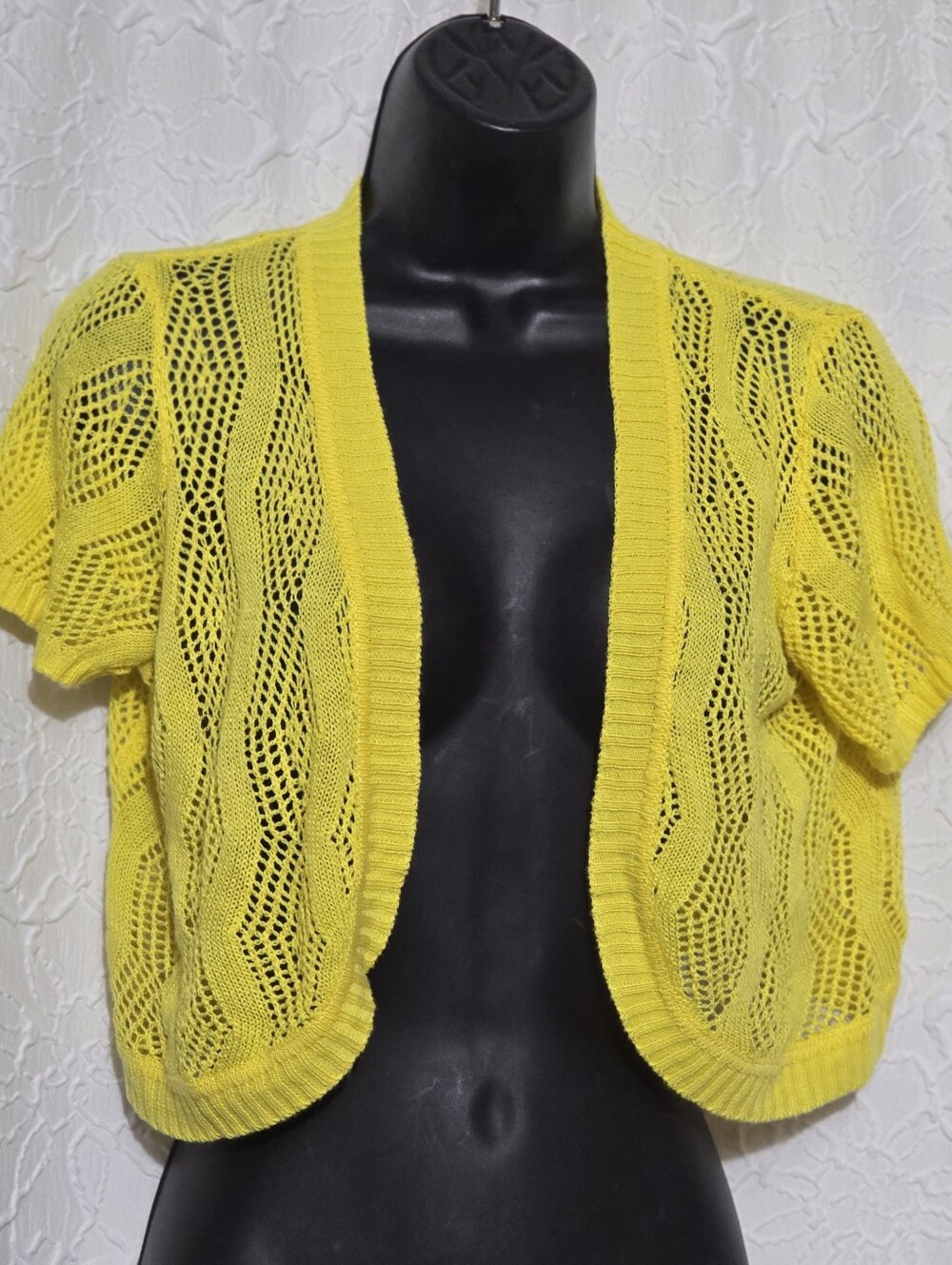 Womens Yellow Knit Cardigan Jacket Wedding Shrug Capelet Crop Bolero Top Shawl